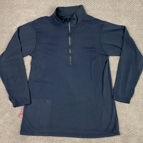 Big Bill FR 1/4 Zip Grid Fleece Pullover Men's Large Navy Quarter 16.4 Arc Rated - Picture 1 of 13